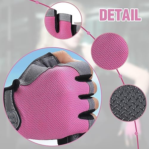 ZKGYUS 1 Par Guantes para Gimnasio Mujer, Guantes para Gym Mujer, Entrenamiento Fitnes, Guantes Pesas Mujer（Rosa）