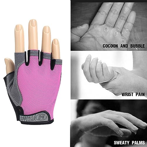 ZKGYUS 1 Par Guantes para Gimnasio Mujer, Guantes para Gym Mujer, Entrenamiento Fitnes, Guantes Pesas Mujer（Rosa）