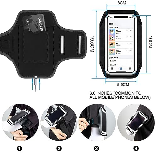 ZKGYUS 1 Pcs Brazalete Deportivo Móvil para Corre, Funda Movil Correr, Portamoviles Running para Smartphones de hasta 6,8 Pulgadas