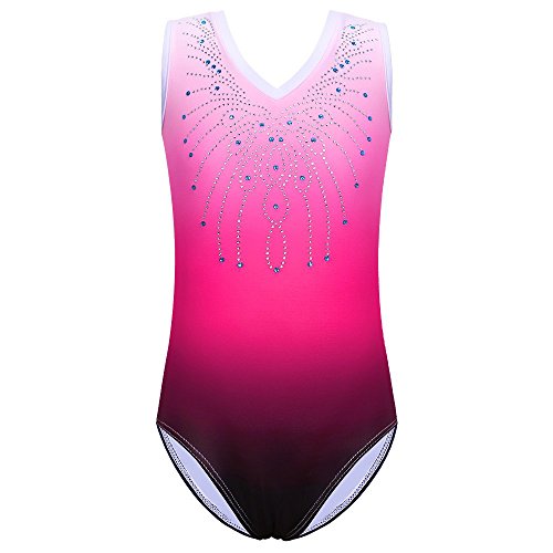 ZNYUNE Niña Maillot de Gimnasia sin Mangas B180 Rosa 8A