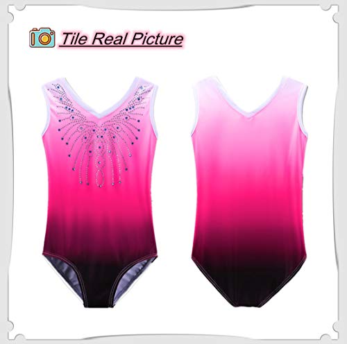 ZNYUNE Niña Maillot de Gimnasia sin Mangas B180 Rosa 8A