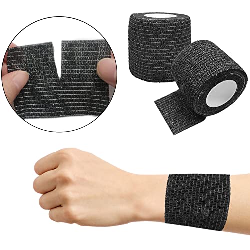 ZOCONE 10 Rollos de Venda Cohesiva, Banda Venda Cinta 5cm x 4.5m Vendas Autoadhesivas Elasticas Venda Cohesiva Dedos Mano Tape Crossfit Esparadrapo Deportivopara Protección Deportiva y Mascotas(Negro)