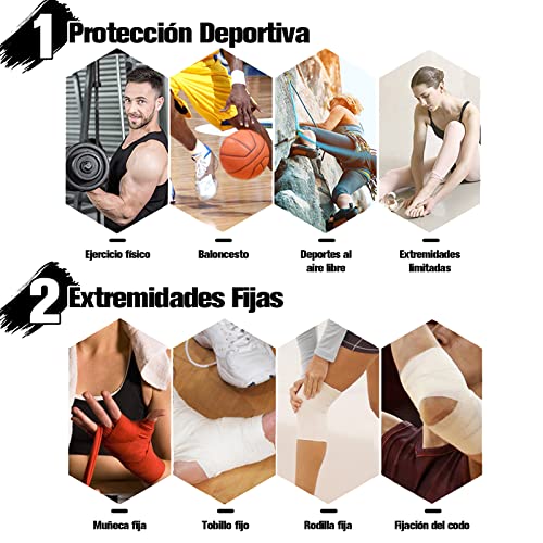 ZOCONE 10 Rollos de Venda Cohesiva, Banda Venda Cinta 5cm x 4.5m Vendas Autoadhesivas Elasticas Venda Cohesiva Dedos Mano Tape Crossfit Esparadrapo Deportivopara Protección Deportiva y Mascotas(Negro)