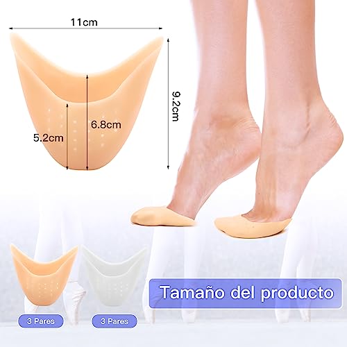 ZOCONE 6 Pares Protectores Dedos Pies Silicona, Punteras de Silicona Toe Protector Dedos Pie Ballet con Agujero Transpirable Protectores de Dedos de Los Pies Silicona Punteras Dedos Pies para Zapatos