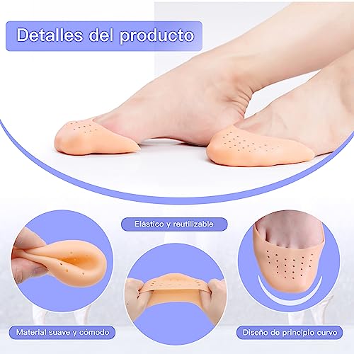 ZOCONE 6 Pares Protectores Dedos Pies Silicona, Punteras de Silicona Toe Protector Dedos Pie Ballet con Agujero Transpirable Protectores de Dedos de Los Pies Silicona Punteras Dedos Pies para Zapatos