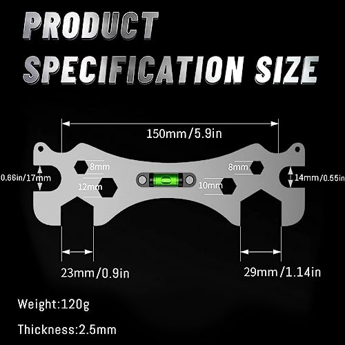 ZoneYan Herramienta de Llave Multifuncional, Llave de Nivelación de ángulo Curvo, Llave de Reparación de Grifo de Ducha para Tornillos Hexagonales de 8 mm 10 mm 12 mm 14 mm 17 mm 23 mm 30 mm