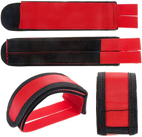 ZONSUSE Correas de Pedales, Pedales de Bicicleta Antideslizante Cinturón, Toe Clips Straps Cinta Correas de Velcro para Fijo Gear Bike, Accesorios de Seguridad para Bicicletas(Rojo)