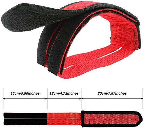 ZONSUSE Correas de Pedales, Pedales de Bicicleta Antideslizante Cinturón, Toe Clips Straps Cinta Correas de Velcro para Fijo Gear Bike, Accesorios de Seguridad para Bicicletas(Rojo)