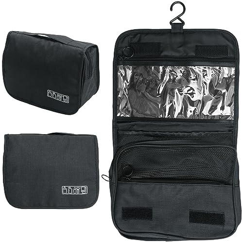 ZOOTSING Neceser para Hombres Y Mujeres | Bolsas de Aseo Grandes para Viajar | Bolsa Compacta Colgante con 4 Compartimentos | Bolsa de Ducha Impermeable para Baño (Negro)