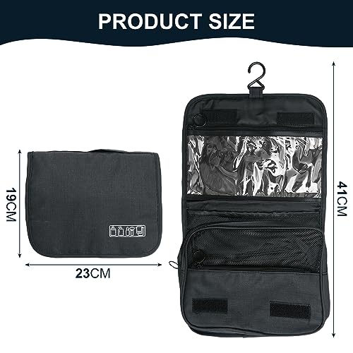 ZOOTSING Neceser para Hombres Y Mujeres | Bolsas de Aseo Grandes para Viajar | Bolsa Compacta Colgante con 4 Compartimentos | Bolsa de Ducha Impermeable para Baño (Negro)