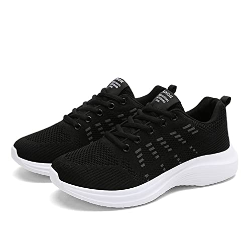 Zshosam Zapatillas deportivas para mujer, zapatillas de deporte para mujer, zapatillas de deporte, zapatos de negocios, planas, cómodas, antideslizantes, para exteriores, gimnasio, caminar, Negro ,