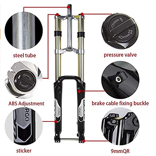 ZTZ [EU Stock Horquilla de suspensión de Bicicleta MTB 180 mm de Viaje, Bicicletas de aleación de magnesio Downhill Horquillas de 20 mm de Eje, 1-1/8"sin Rosca Bicicleta de montaña 27.5/29"