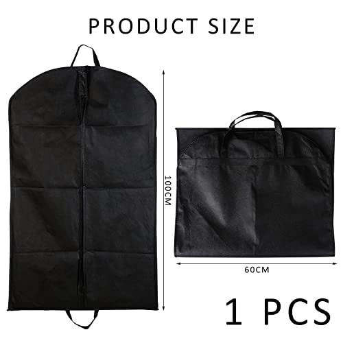 1 Bolsa de polvo de traje, cubierta de polvo, bolsa de tela, chaqueta de traje; Para trajes, chaquetas, chaquetas, esmoquines reutilizables bolsa de ropa de cremallera completa negra (60 * 100)