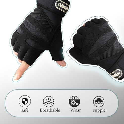 1 Par Guantes de Gimnasio Transpirables, Guantes de Fitness para Hombre y Mujer, Guantes de Levantamiento de Pesas para Ciclismo, Gimnasio, Entrenamiento