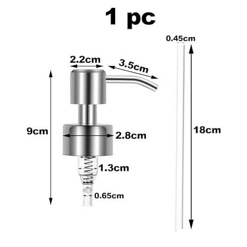 1 Pieza Dispensador de Jabón de Repuesto,Recambio de dosificador de Acero Inoxidable de la Bomba de Loción,Rosca de 28 mm en Acero Inoxidable para Botellas de 26 a 28 mm- Plata