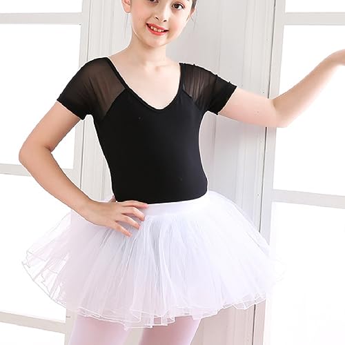 1 Pieza Falda Tutú Tul 4 Capas Para Niñas Falda Ballet Esponjosa Tutús Bebé Tul Para Niños Pequeños (Blanco)