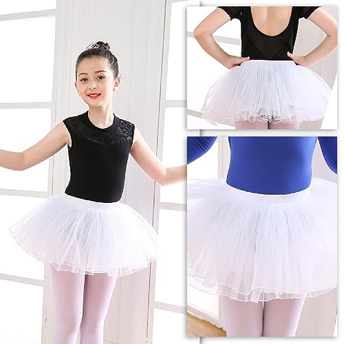 1 Pieza Falda Tutú Tul 4 Capas Para Niñas Falda Ballet Esponjosa Tutús Bebé Tul Para Niños Pequeños (Blanco)