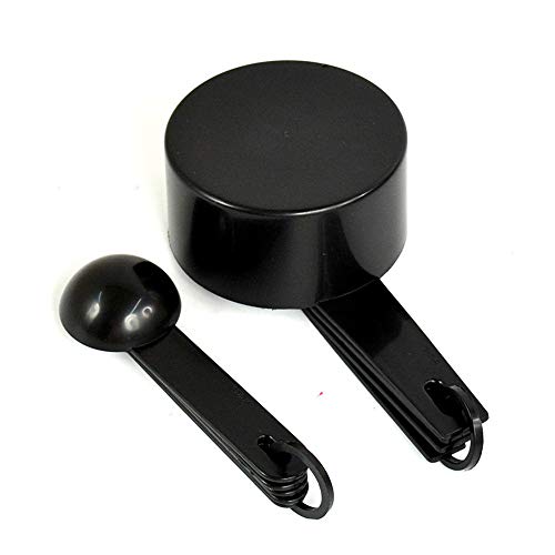 10 cucharas medidoras de plástico de color negro con mango de medición y cuchara de medición para cocina y hornear tazas de nido, cocina, té, café