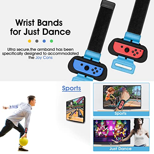 10 en 1 Switch Sport Accesorios de Juego, Kit de Accesorios para Juegos Nintendo Switch: Palo de golf para Mario Golf, Raquetas de Tenis/Bádminton, Correas para Piernas de Fútbol, Muñequeras de Baile