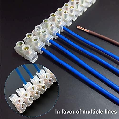 10 Pcs Bloques de terminales eléctricos 10A 360V Bloque de terminales de tornillo de doble fila Bloque de tiras de 12 posiciones para cables Conexión de electrodomésticos