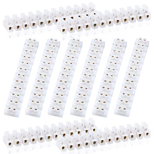 10 Pcs Bloques de terminales eléctricos 10A 360V Bloque de terminales de tornillo de doble fila Bloque de tiras de 12 posiciones para cables Conexión de electrodomésticos