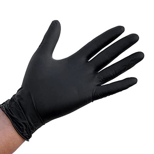 100 Guantes Nitrilo Desechables Talla M, Guantes Nitrilo Negro, Guantes Sin Polvo, Guantes Negros (LATEX FREE) Certificados CE conforme a la norma EN455 guantes de alimentos (Talla M, Negro)