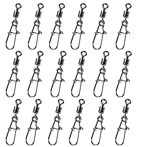 100 Piezas Giratorio de Pesca Emerillones Giratorio de Pesca de Acero Inoxidable de Broche Conector para Pesca en Agua Salada Pesca de Agua Dulce