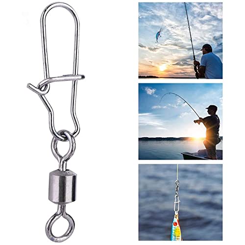 100 Piezas Giratorio de Pesca Emerillones Giratorio de Pesca de Acero Inoxidable de Broche Conector para Pesca en Agua Salada Pesca de Agua Dulce