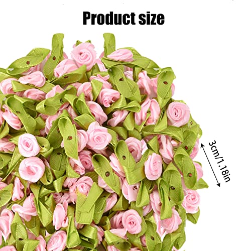 100 Piezas Mini Flores de Raso, Mini Rosa de Raso, Flores de Tela para Decorar Rosa, DIY para Coser, Manualidades, álbumes de Recortes, Embalaje de Regalo, Decoración de Mesa