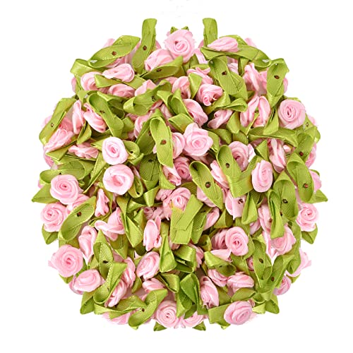 100 Piezas Mini Flores de Raso, Mini Rosa de Raso, Flores de Tela para Decorar Rosa, DIY para Coser, Manualidades, álbumes de Recortes, Embalaje de Regalo, Decoración de Mesa