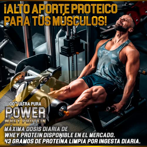 100% Power Whey Protein | 43 gr de Proteina Pura por toma + Colágeno + Magnesio | Aumenta el crecimiento muscular | Entrenamientos intensos | Máxima asimilación | Protege las fibras musculares | 1 kg