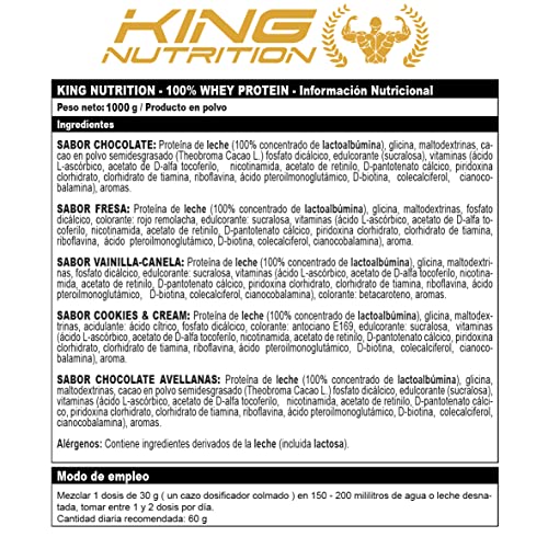 100% Whey Protein King Nutrition Proteina Concetrada 80% (Cookies and Cream, 1kg)