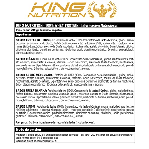 100% Whey Protein King Nutrition Proteina Concetrada 80% (Cookies and Cream, 1kg)