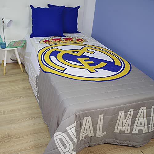 10XDIEZ Colcha de Verano Estampado Infantil - Colcha de Cama Individual Ligera (Cama de 90cm - Real Madrid)