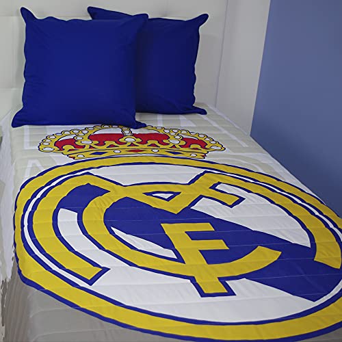 10XDIEZ Colcha de Verano Estampado Infantil - Colcha de Cama Individual Ligera (Cama de 90cm - Real Madrid)