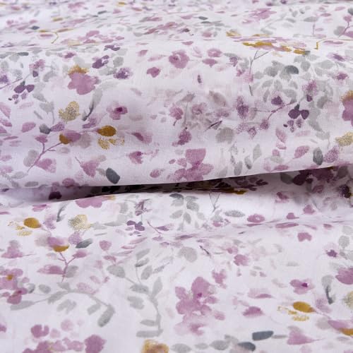 10XDIEZ Saco Nórdico Ajustable Cama Individual (Funda + Relleno) - (Beige Flowers - Cama 105cm)