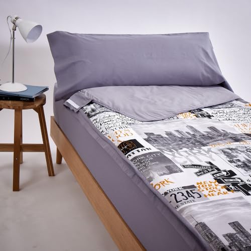 10XDIEZ Saco Nórdico Ajustable Cama Individual (Funda + Relleno) - (Gris Always - Cama 105cm)