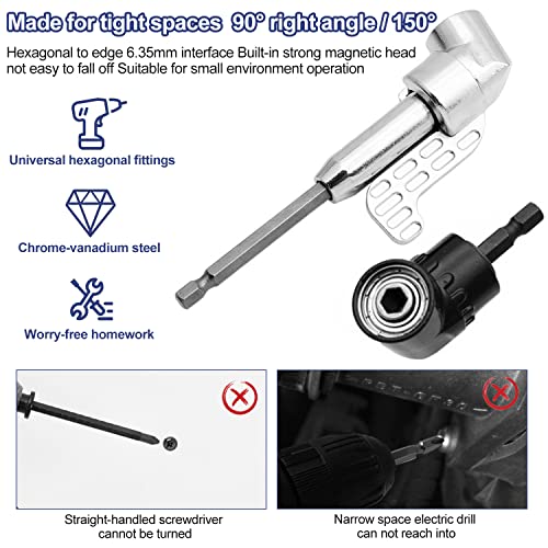 12 Llaves de Vaso Extensor Flexible para Taladro, Screwdriver Bits con 105 °Extensión, 1/4", 3/8", 1/2" + Llave de Vaso Universal,Taladro Angular (negro)