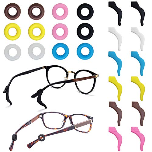 12 Pares de retenedores para Gafas, FineGood Silicona Antideslizante Gafas Templo Consejos Deporte Manga Retenedores para Gafas de Sol