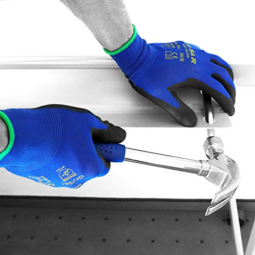 12 Pares Guantes de Trabajo para Hombre Talla 8. Guantes de protéccion Pintura Mecanico Bricolage Almacen