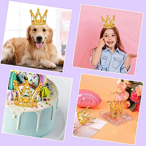 12 PCS Mini Crown Cake Topper, Gold & Plata Rhinestone Crown Cake Topper Decoraciones para Baby Shower Fiesta de CumpleañOs