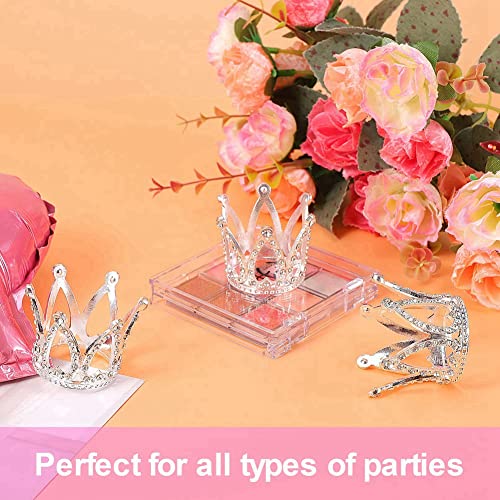 12 PCS Mini Crown Cake Topper, Gold & Plata Rhinestone Crown Cake Topper Decoraciones para Baby Shower Fiesta de CumpleañOs