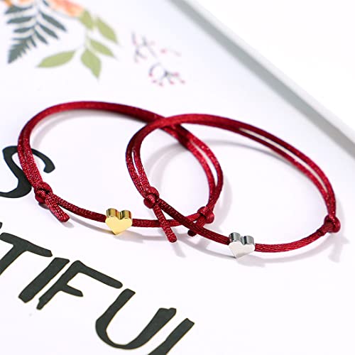 12 Piezas Pulseras de la amistad de cuerda con Corazón, Ajustables, Regalo Vistoso para Novia, Mejor Amiga, Parejas, mujer y niña