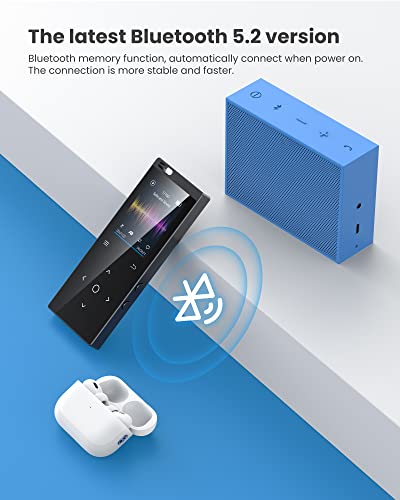 128GB MP3 Reproductor, DODOSOUL MP3 Bluetooth 5.2, Radio FM, Altavoz HD Integrado, Grabadora de Voz, Diseño Mini, Sonido HiFi, Ideal para Deportes, Auriculares Incluidos