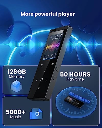 128GB MP3 Reproductor, DODOSOUL MP3 Bluetooth 5.2, Radio FM, Altavoz HD Integrado, Grabadora de Voz, Diseño Mini, Sonido HiFi, Ideal para Deportes, Auriculares Incluidos