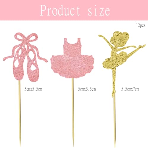 12PCS Ballet Niñas Pastel Decoración Tarta Chica De Ballet Decoración Ballet Cupcake Topper Bailarina Niña Pastel Cake Toppers Miniatura Ballet Para Regalos Niños Cumpleaños