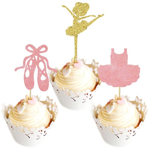 12PCS Ballet Niñas Pastel Decoración Tarta Chica De Ballet Decoración Ballet Cupcake Topper Bailarina Niña Pastel Cake Toppers Miniatura Ballet Para Regalos Niños Cumpleaños