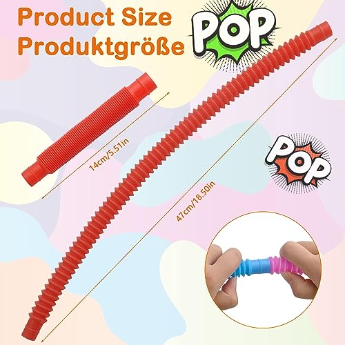 16 PCS Pop Tubes Juguetes, Tubos Elástico Interesante Tubos de Colores Juguetes Sensoriales Tubos Creativo Retráctil Conectable Tubos Sensoriales Niños Autismo Juguetes Educativos