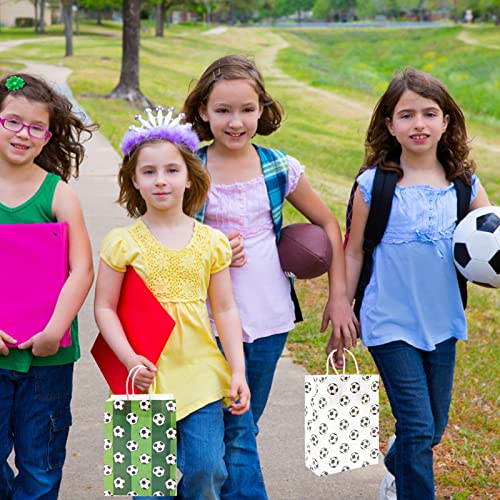 16 Piezas Bolsas de Papel de Fútbol, Bolsas Regalo de Fútbol, Bolsas de Caramelos con Asas Bolsas de Recuerdo de Fiesta para Temáticas de Fútbol de Niños Fiesta de Cumpleaños de Suministros