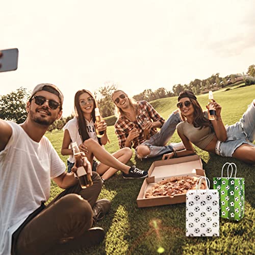 16 Piezas Bolsas de Papel de Fútbol, Bolsas Regalo de Fútbol, Bolsas de Caramelos con Asas Bolsas de Recuerdo de Fiesta para Temáticas de Fútbol de Niños Fiesta de Cumpleaños de Suministros